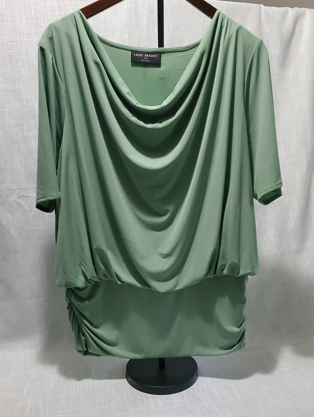 Lane Bryant Soft Sage Green Draped Cowl Blouse